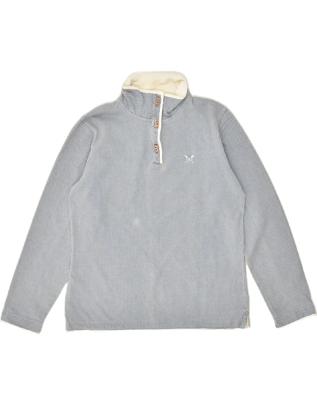 Super Deal CREW CLOTHING Womens Button Neck Sweatshirt Jumper UK 10 Small  Blue