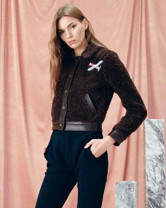 Super Deal "Felix" Leather Trimmed Shearling Jacket