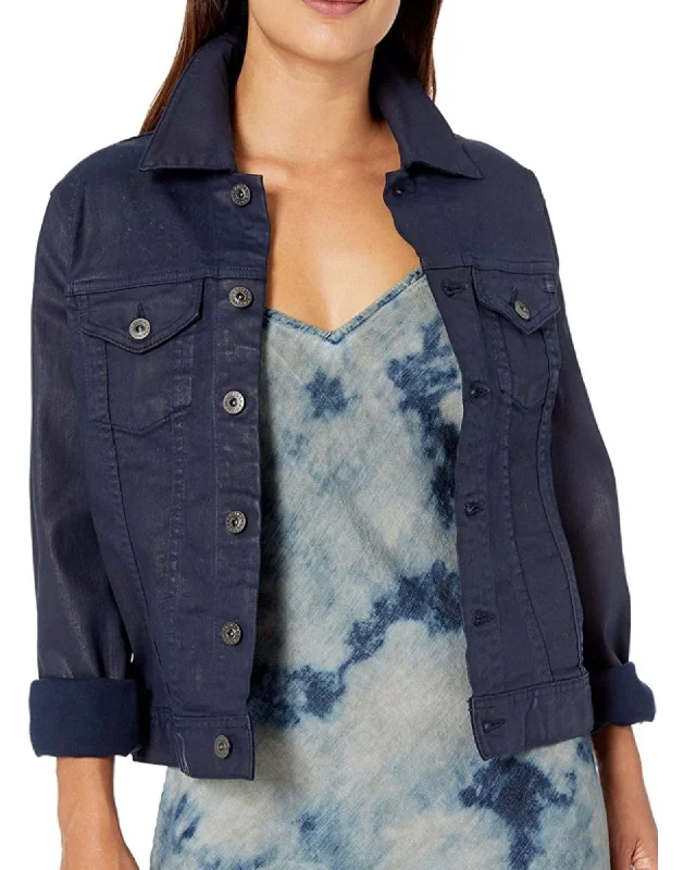 Limited Time Discount Navy Coated Denim Jacket