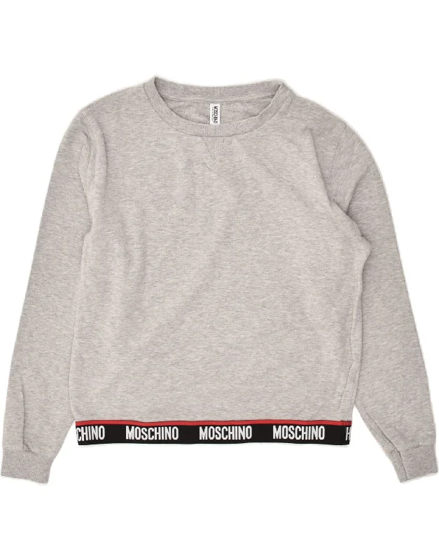 Deep Discounts MOSCHINO Womens Sweatshirt Jumper UK 10 Small Grey