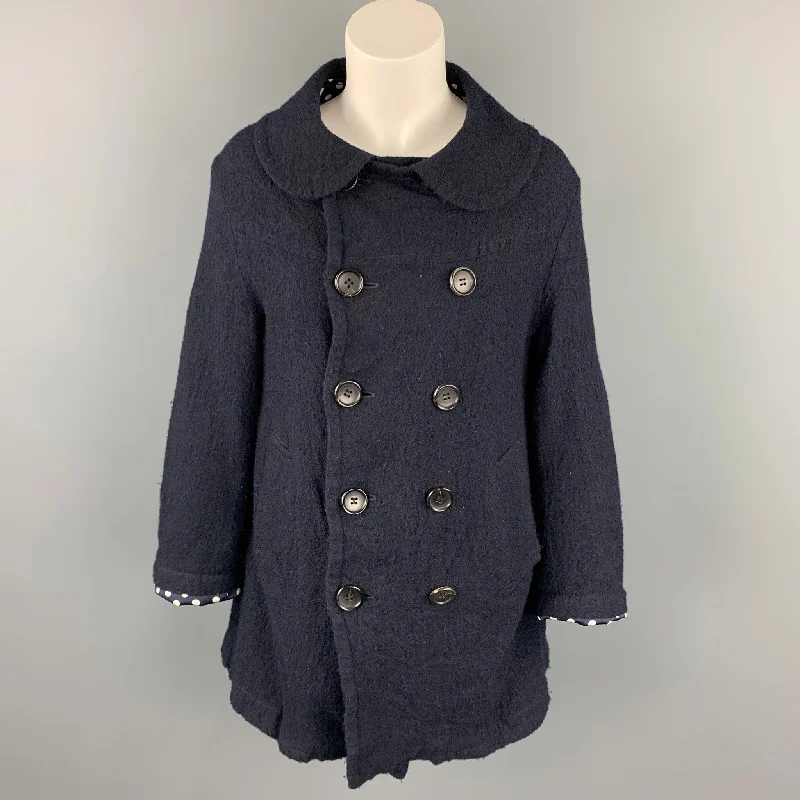 Overstock Sale COMME des GARCONS TRICOT Size S Navy Wool Double Breasted Coat