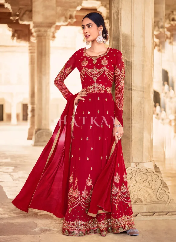 Hurry In Bridal Red Embroidered Designer Anarkali Suit