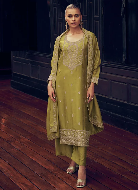 Buy Now Light Green Sequence Embroidery Traditional Palazzo Suit