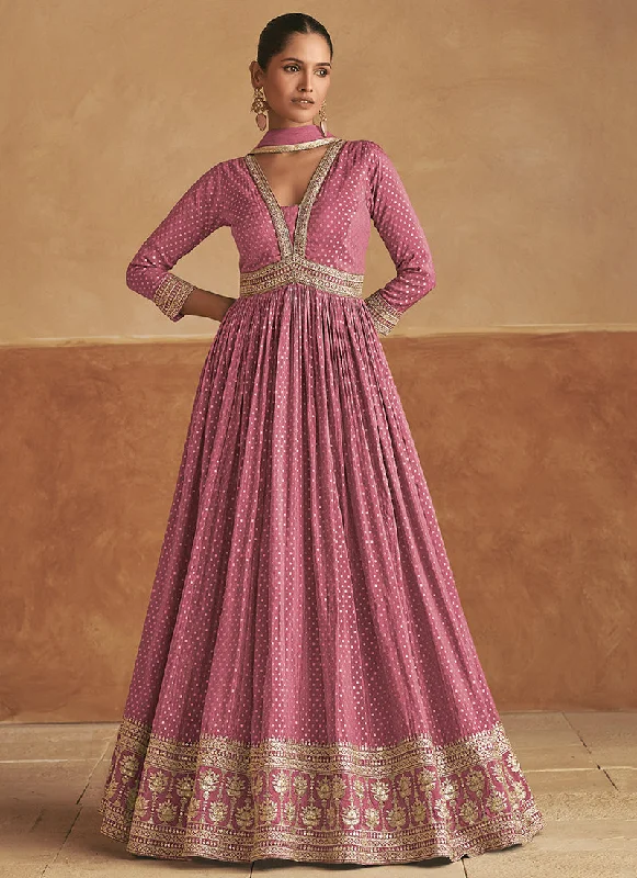 Price Cut Rich Pink Embroidered Silk Anarkali Suit