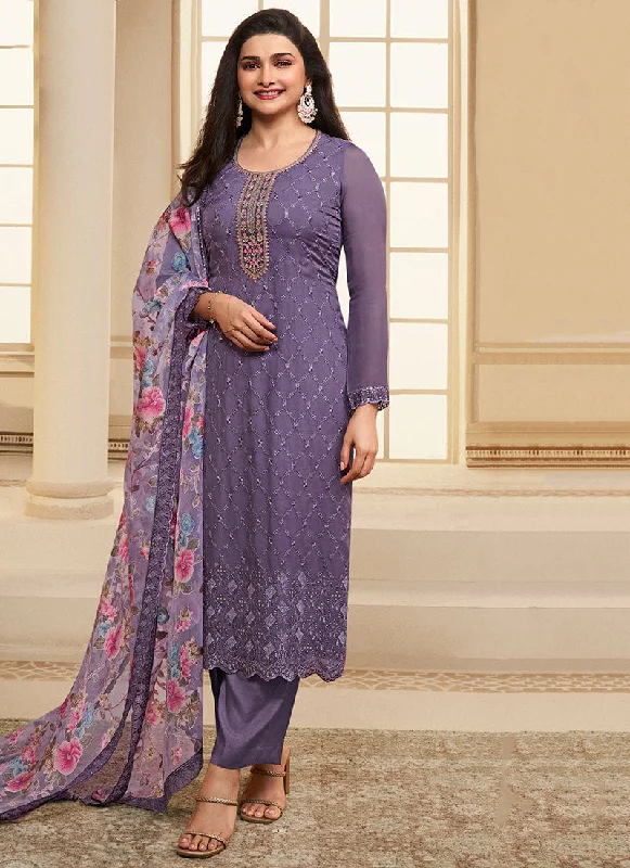 Take Advantage Purple Schiffli Embroidery Traditional Pant Style Salwar Suit