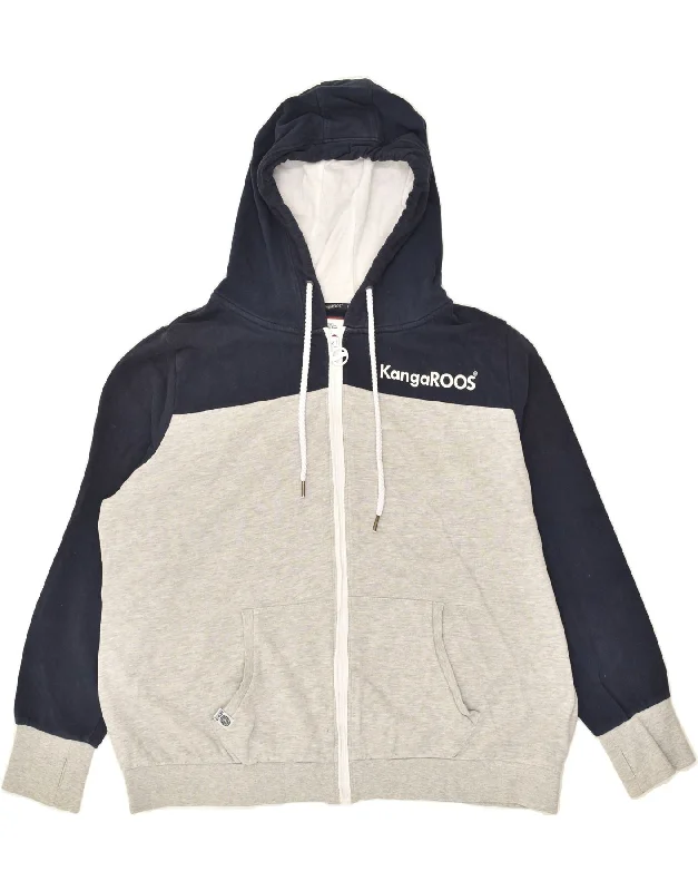 Sneak Peek Sale KANGAROOS Womens Graphic Zip Hoodie Sweater UK 24 4XL Grey Colourblock