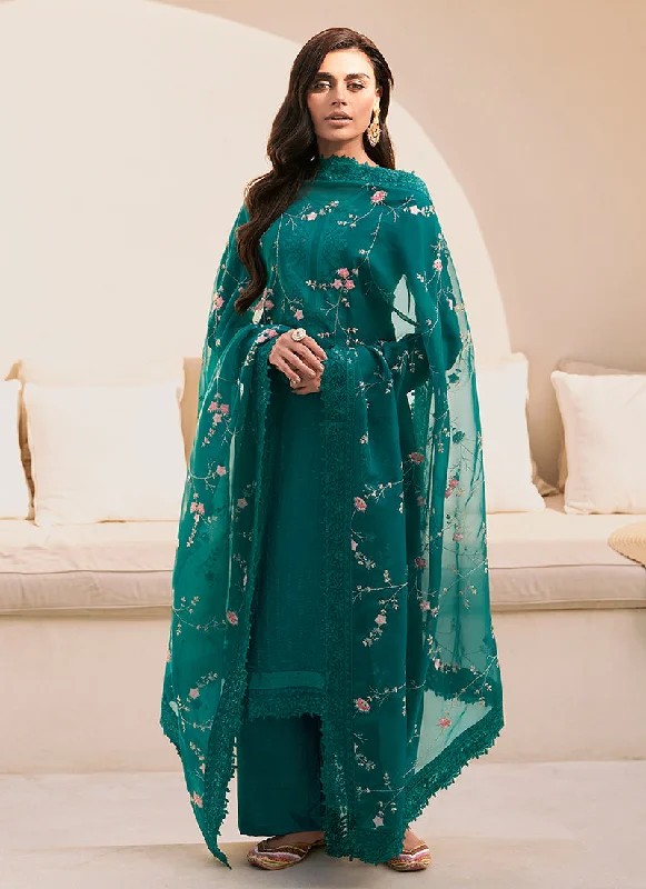 Super Sale Green Multi Floral Embroidery Pant Style Suit