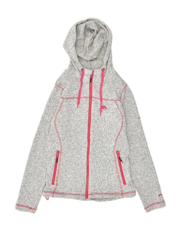 Super Sale TRESPASS Womens Zip Hoodie Sweater UK 10 Small Grey Polyester