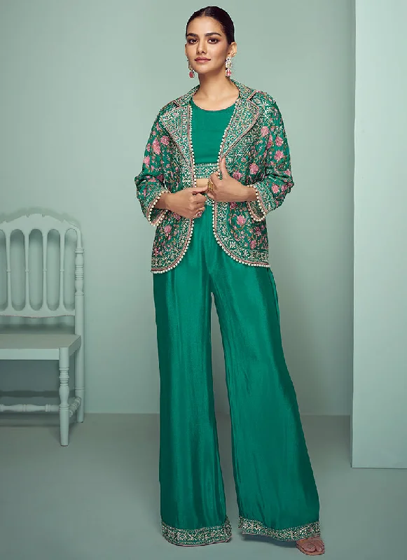 Buy More, Save More Green Multi Floral Embroidery Blazer Co-Ord Set