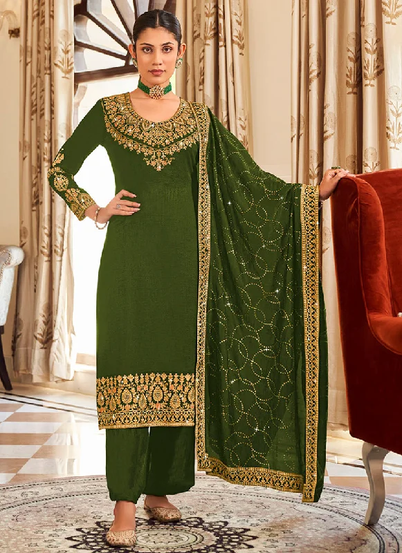 Price Break Green Embroidery Designer Salwar Suit