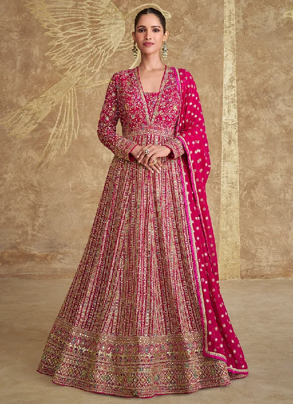 Loyalty Reward Rani Pink Embroidery Festive Anarkali Gown Dress