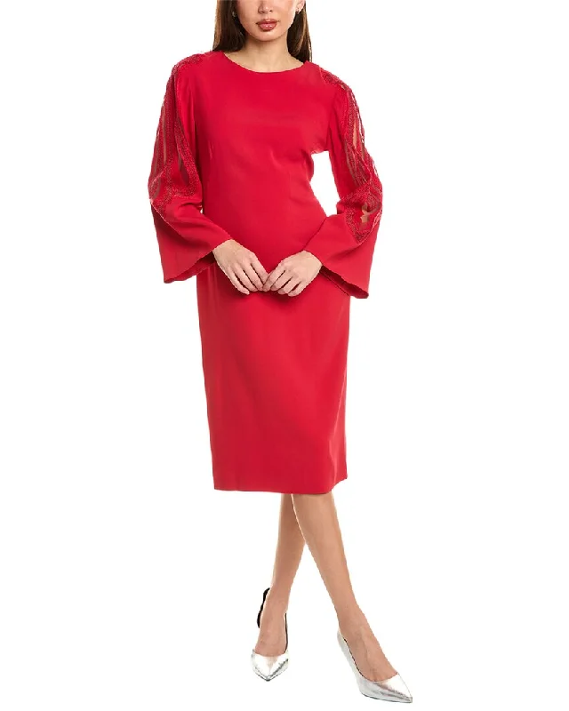 Exclusive Access Alberta Ferretti Lace Sleeve Shift Midi Dress