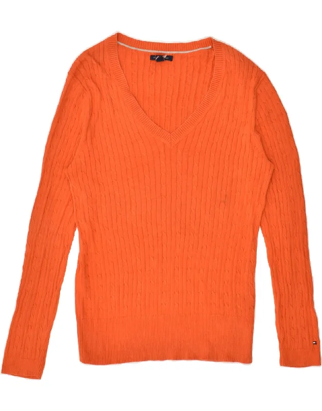 Loyalty Reward TOMMY HILFIGER Womens V-Neck Jumper Sweater UK 18 XL Orange Cotton