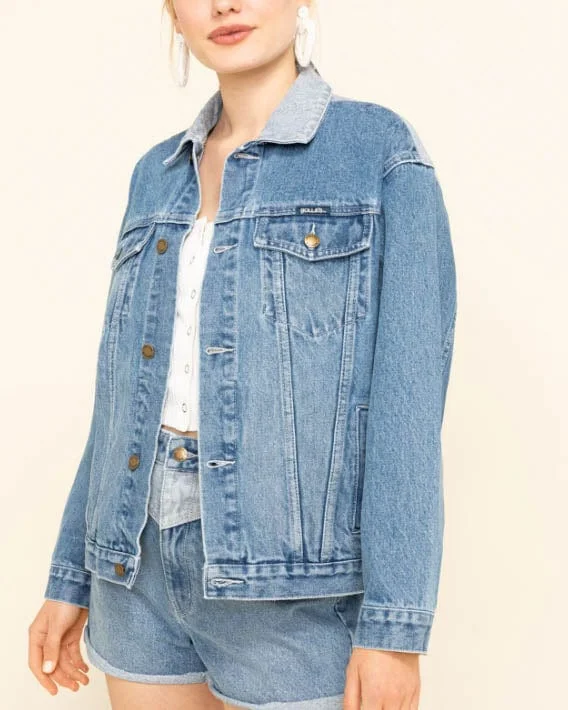 Overstock Contrast Denim Jacket