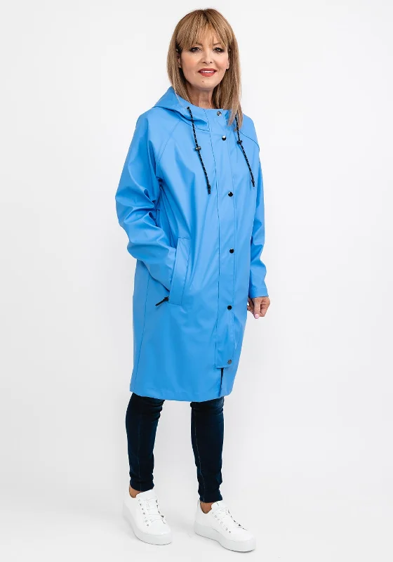 Stock Up and Save Frandsen Water Resistant Long Raincoat, Azure Blue