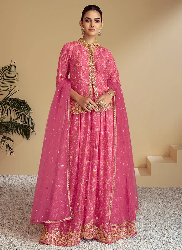 Sale Event Pink Golden Designer Kurti And Palazzo