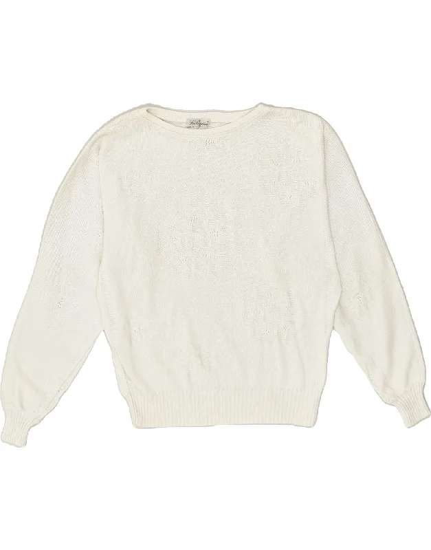 Friends and Family Sale LES COPAINS Womens Batwing Boat Neck Jumper Sweater UK 14 Medium White