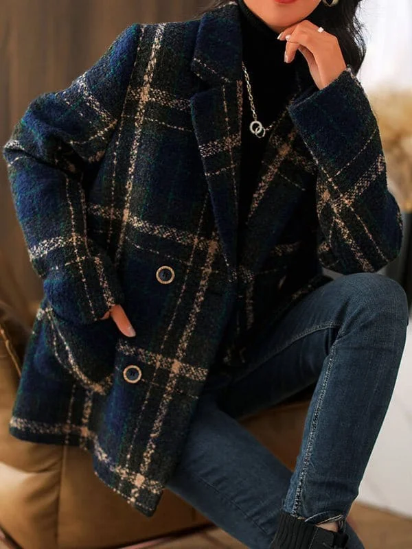 Price Slash Preppy Style Plaid Coat