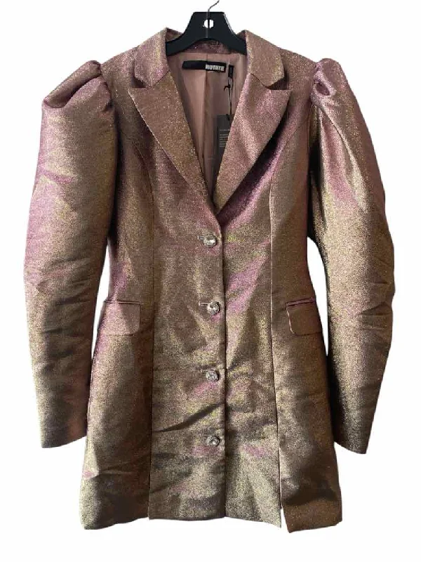 Buy More, Save More ROTATE Purple and gold Size 38 Fonda Metallic Puff-Sleeve Blazer Minidress