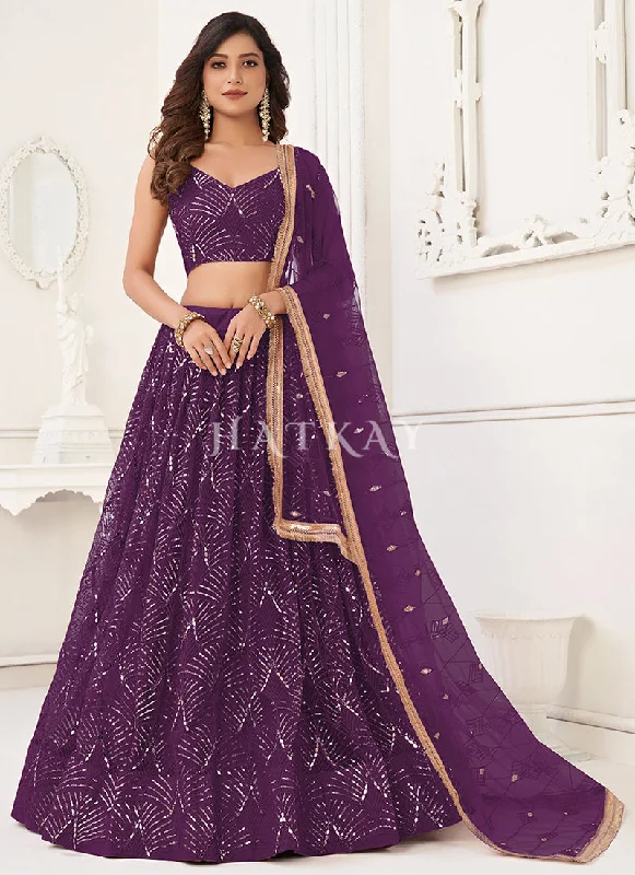 Deal Dash Purple Traditional Wedding Lehenga Choli