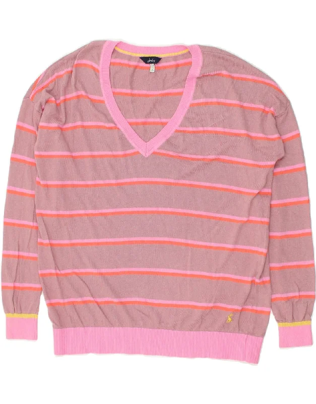 Best Bargains JOULES Womens Loose Fit V-Neck Jumper Sweater UK 12 Medium Pink Striped Best Bargains JOULES Womens Loose Fit V-Neck Jumper Sweater UK 12 Medium Pink Striped