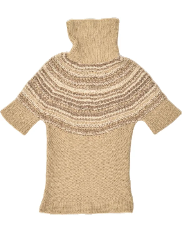Seasonal Clearance BENETTON Womens Short Sleeve Roll Neck Jumper Sweater UK 10 Small Brown Seasonal Clearance BENETTON Womens Short Sleeve Roll Neck Jumper Sweater UK 10 Small Brown