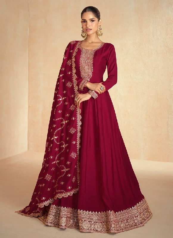 Members Only Bridal Red Golden Embroidery Wedding Anarkali Suit