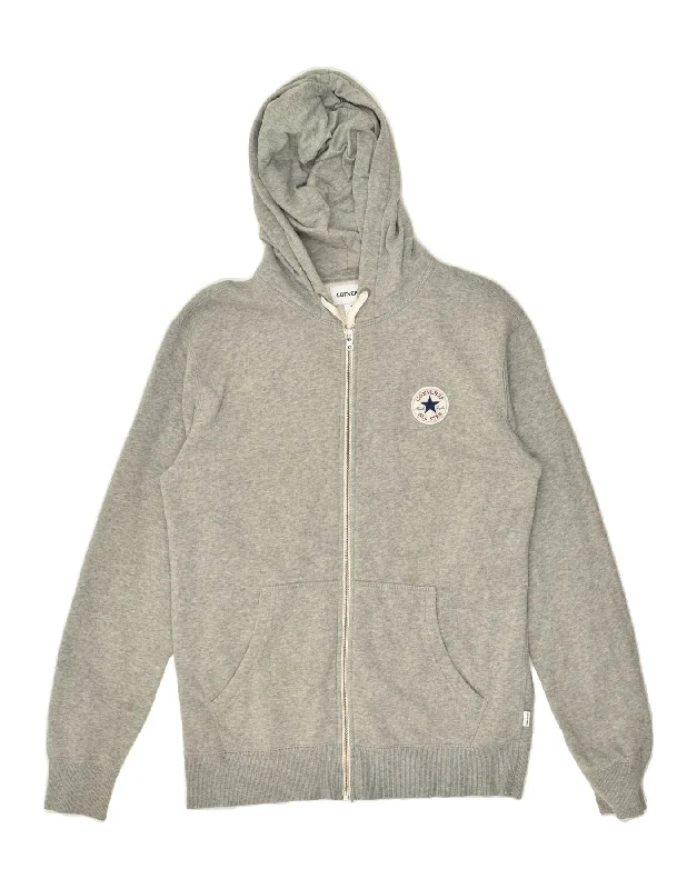 Customer Appreciation Sale CONVERSE Womens Zip Hoodie Sweater UK 10 Small Grey Cotton