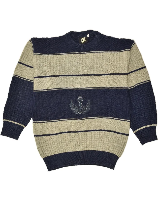 Bargain Blast VINTAGE Womens Graphic Crew Neck Jumper Sweater UK 14 Medium Navy Blue Bargain Blast VINTAGE Womens Graphic Crew Neck Jumper Sweater UK 14 Medium Navy Blue
