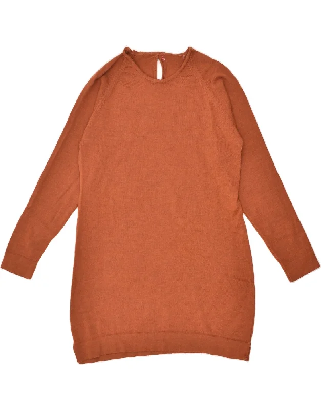 Limited Quantity VINTAGE Womens Longline Crew Neck Jumper Sweater UK 12 Medium Brown
