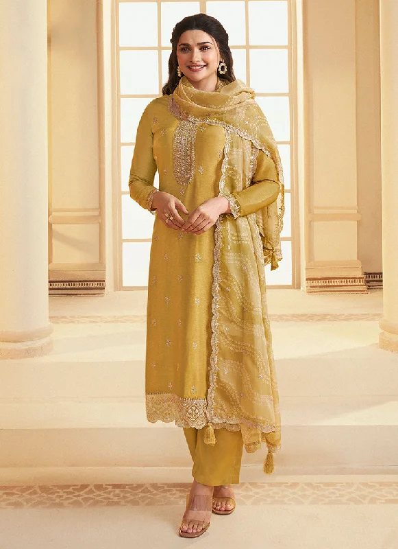 Mega Sale Yellow Meenakari Embroidery Silk Salwar Kameez Suit