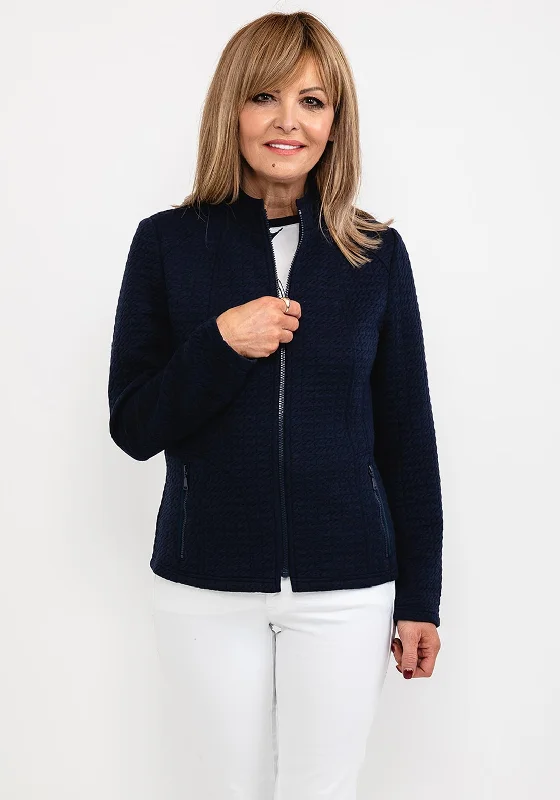 Deal Frenzy Rabe Textured Short Jersey Zip Jacket, Navy