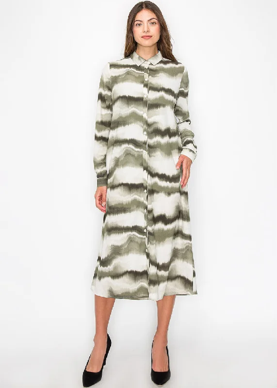 Super Bargain Green and White Wave Dress