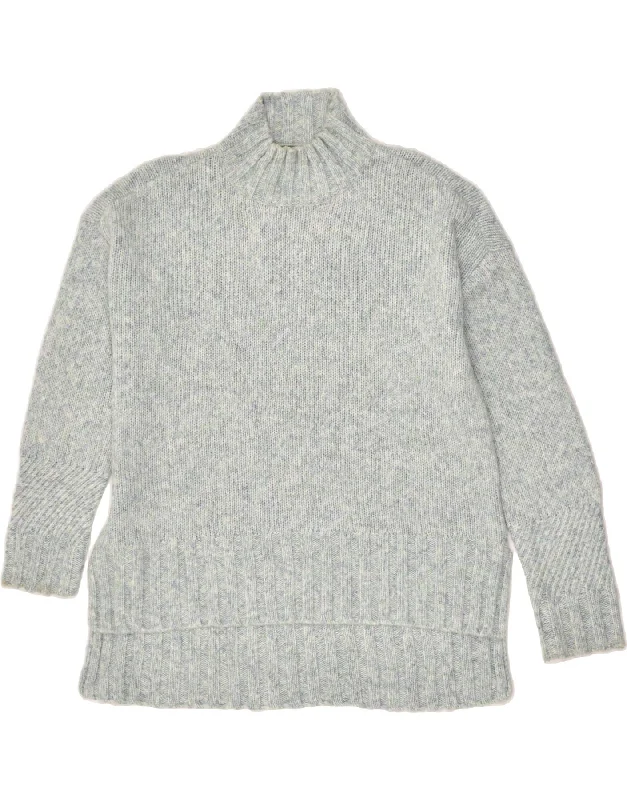 Season Finale Sale OASIS Womens Turtle Neck Jumper Sweater UK 14 Medium Blue Flecked