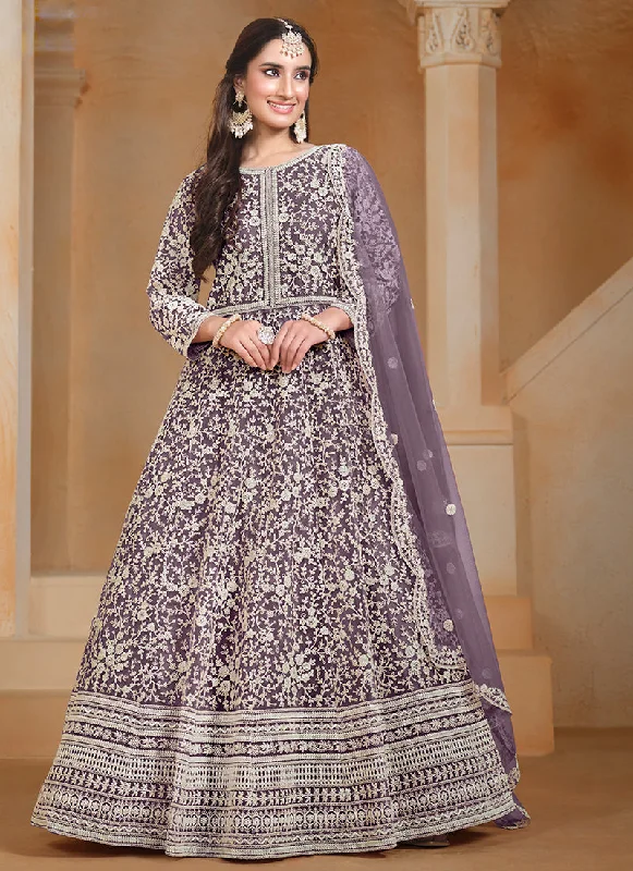 Discount Days Purple Embroidery Festive Anarkali Suit