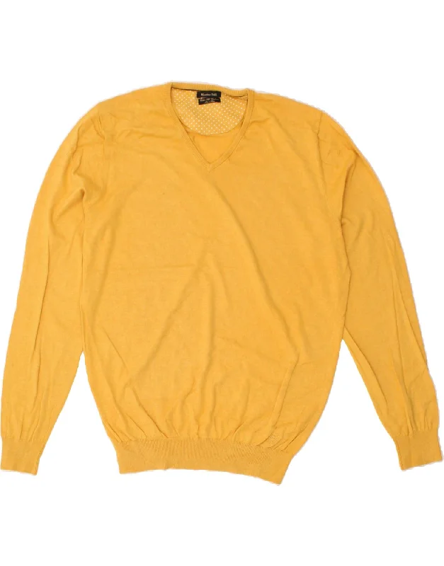 Extra Discounts MASSIMO DUTTI Womens V-Neck Jumper Sweater UK 16 Large Yellow