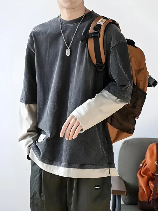 Deal Explosion Soft Boy Layered Sleeve Sweatshirt