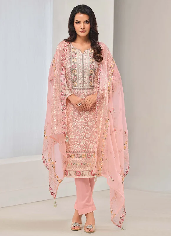 Mega Sale Baby Pink Embroidery Pakistani Pant Style Suit
