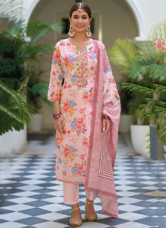 Clearance Items Pink Floral Gota Patti Embroidered Salwar Kameez