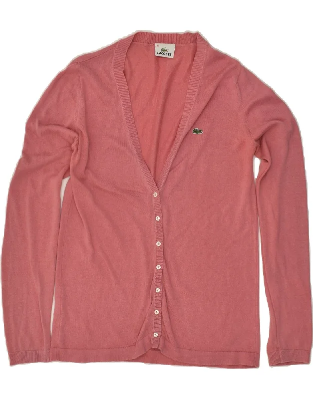 Closeout LACOSTE Womens Cardigan Sweater Size 36 Small Pink Cotton