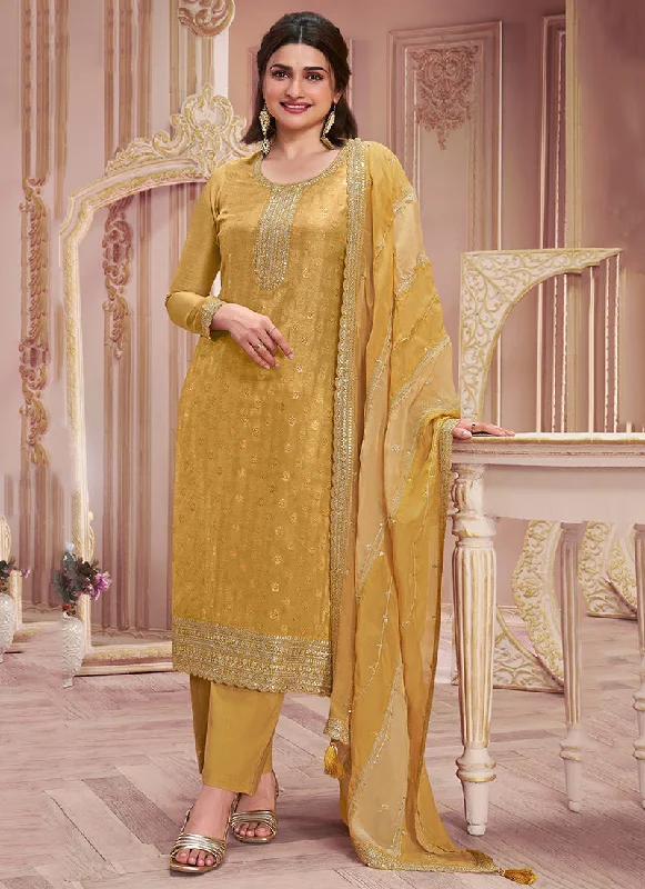 Now or Never Yellow Embroidered Pakistani Pant Suit