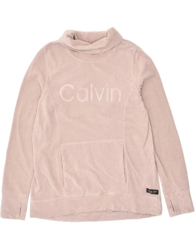 Low Prices CALVIN KLEIN Womens Performance Graphic Fleece Jumper UK 10 Small Beige