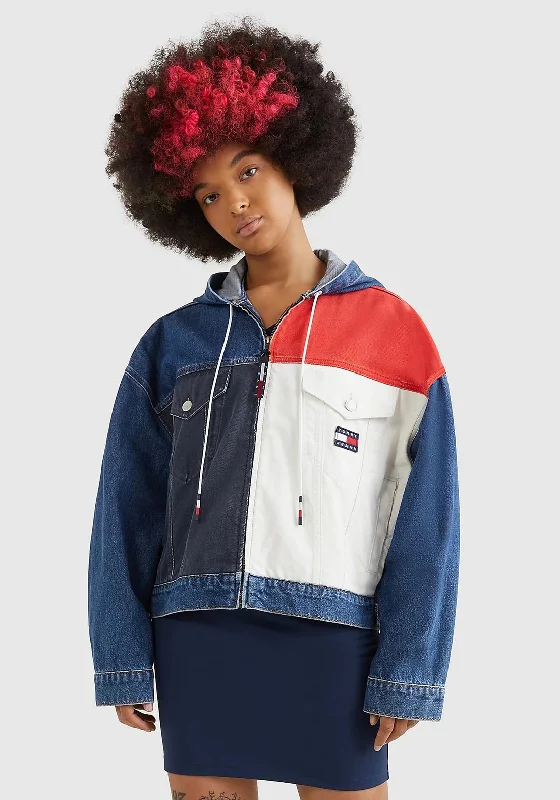 Discount Days Tommy Jeans Womens Oversized Denim Jacket, Multi