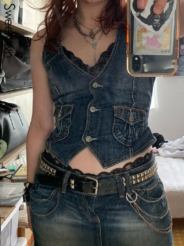 Inventory Reduction Women Fashion Vintage Slim Denim Vest