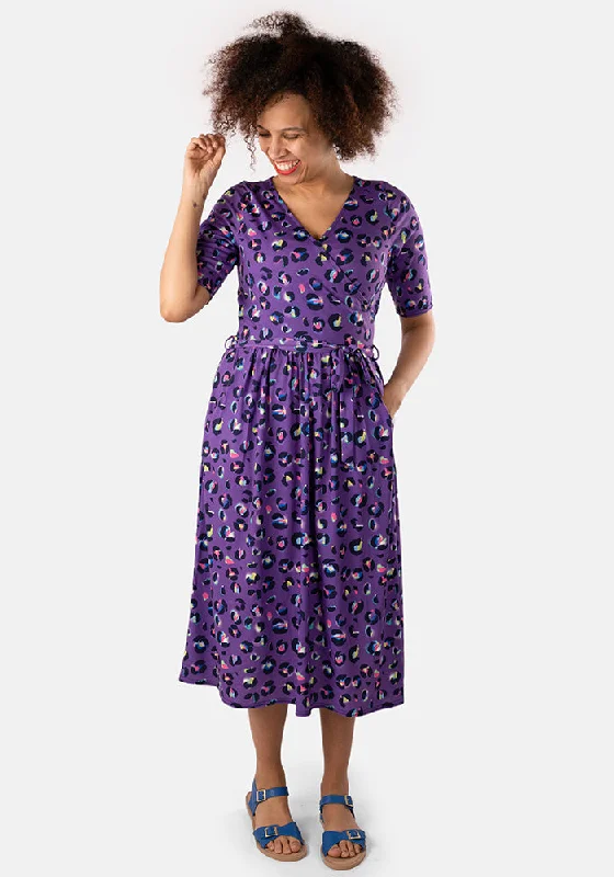 TIME-Limited Offer Yana Purple Animal Print Midi Dress
