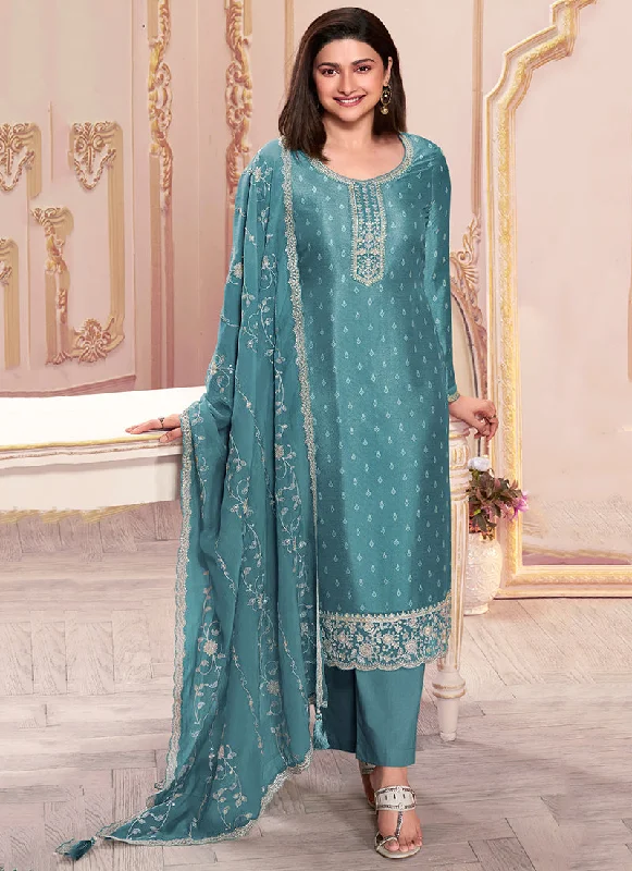 Early Access Blue Reshamkari Embroidery Silk Salwar Kameez