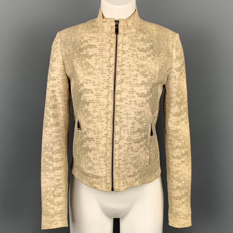 Big Savings ELIE TAHARI Clearly Size XS Beige Embossed Leather Jacket