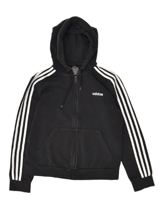Price Smash ADIDAS Womens Zip Hoodie Sweater UK 16/18 Large Black Cotton