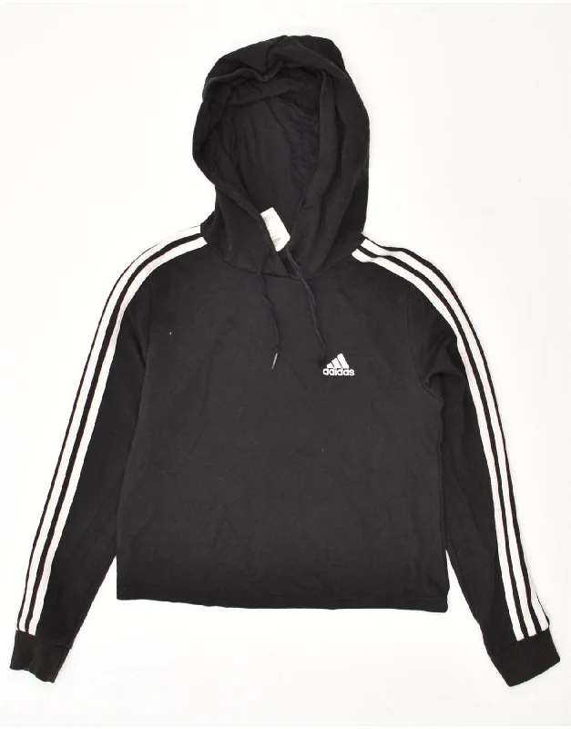 Don't Miss ADIDAS Womens Hoodie Jumper UK 4-6 XS Black Cotton