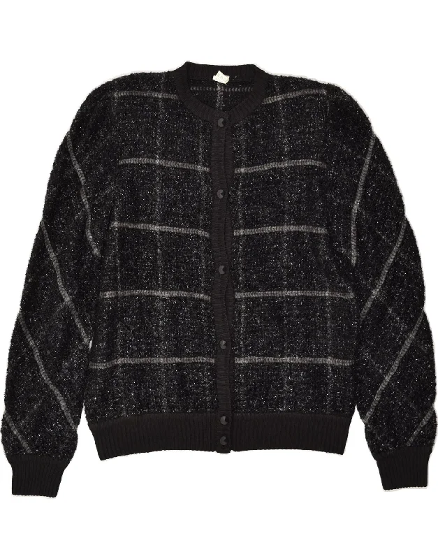 Clearance Sale VINTAGE Womens Cardigan Sweater US 10 Large Black Check